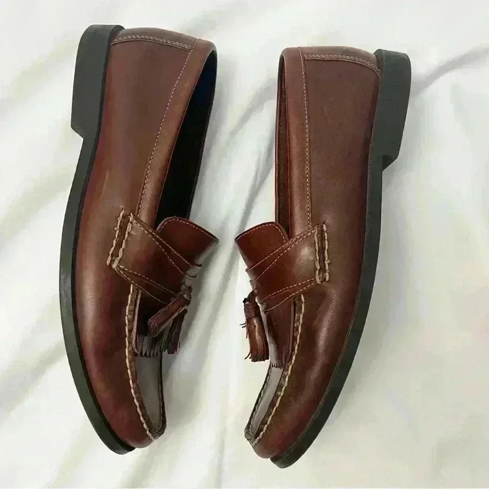 Dexter- Men’s Tassel Loafers-Leather- Brown- 11